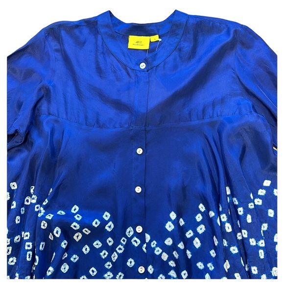 ROLLER RABBIT tie dye silk blouse, blue & white, Small, NWT - Picture 12 of 15